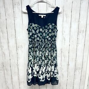 Lauren Conrad Dress Women Size 10 Sleeveless Floral Blue Casual Mini Everyday